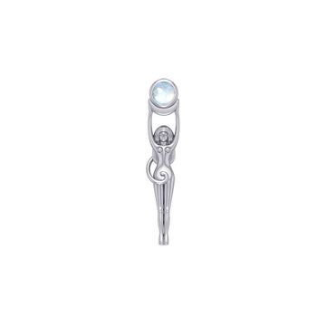 Silver Goddess with Crescent Moon Pendant with Gem TPD5472 - Jewelry
